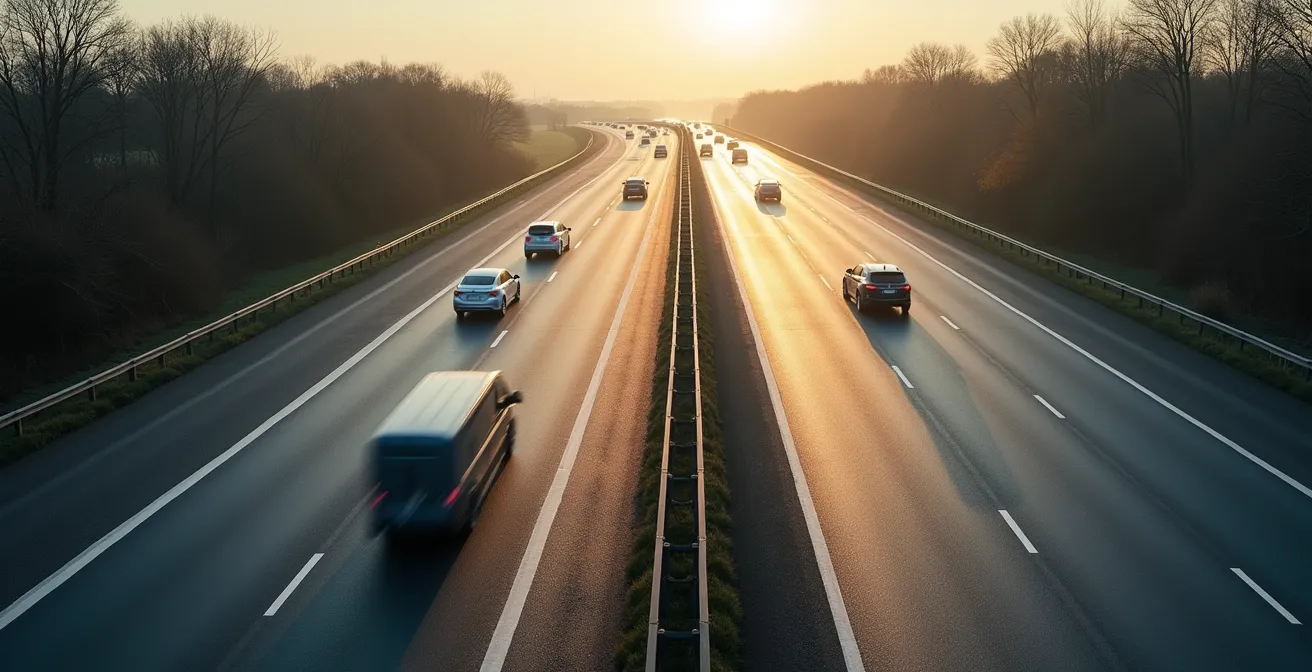 Comparaison visuelle des distances de sécurité sur autoroute