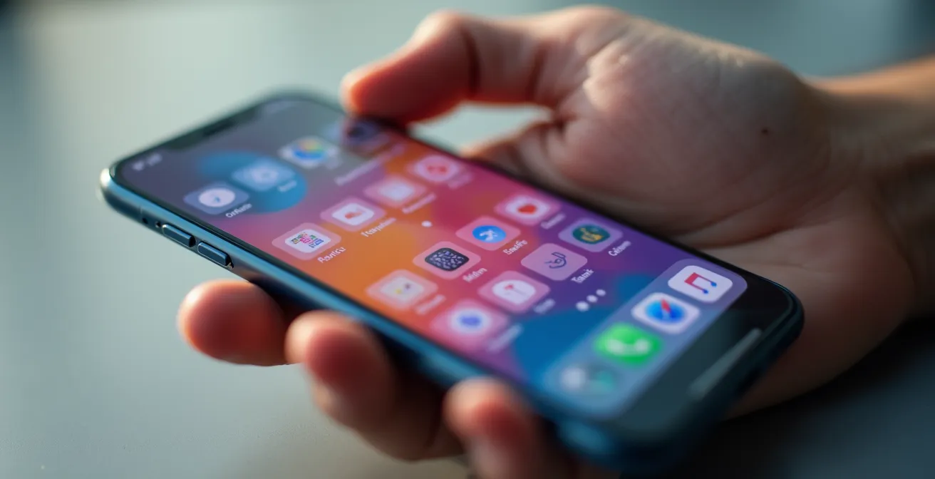 Main tenant un smartphone montrant une interface de gestion de véhicules