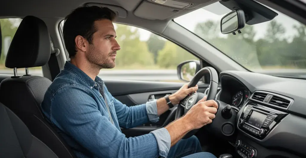Conducteur au volant véhicule emprunté avec assurance auto temporaire